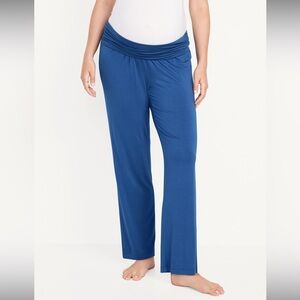 NWT Maternity Rollover Waist Blue Pajama Pants
